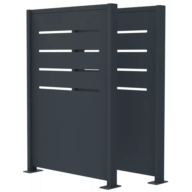 [36600] CACHE CONTENEURS ROKIM 2 PANS H 1450MM METAL AJOURE GRIS RAL 7016 /PLATINE