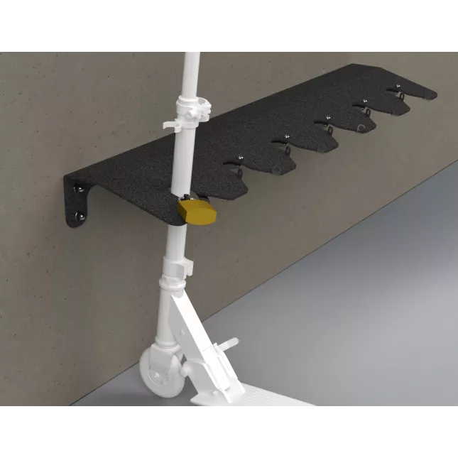 [39062] APPUI-TROTTINETTE TROTIM 6 PL H100MM MURAL A SCELLER  METAL PLAT GRIS RAL 7016