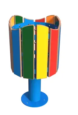 CORBEILLE ODEO RONDE 20L /PL METAL BLEU RAL 5017 HPL LAMES BLEU +JAUNE +VERT +ROUGE