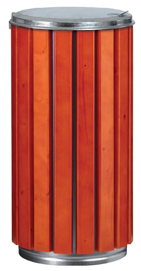 ZENO PROTEC Corbeille à poser ou à fixer 80L Bois couvercle plein 