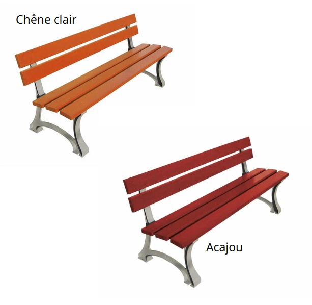 [209480] BANC MORA - BOIS EXOTIQUE FINITION BRUTE, "CHÊNE CLAIR" OU "ACAJOU"
